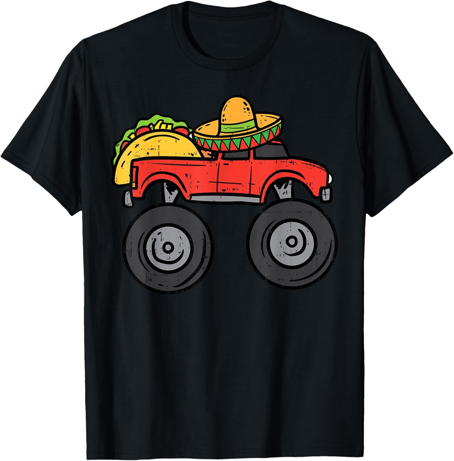 Taco Monster Truck Sombrero Cinco De Mayo Mexican Boys Kids T-Shirt - T-Shirt | Black