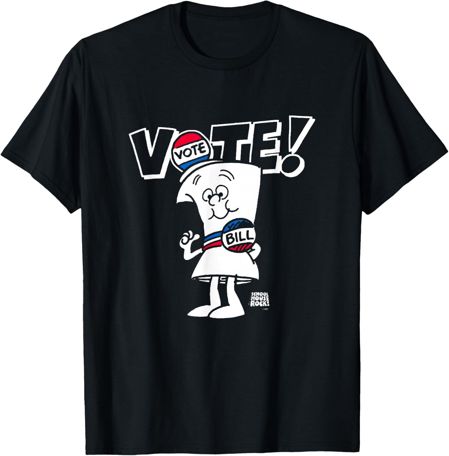 Schoolhouse Rock Vote with Bill Election Day Retro Cartoon T-Shirt - T-Shirt | Black