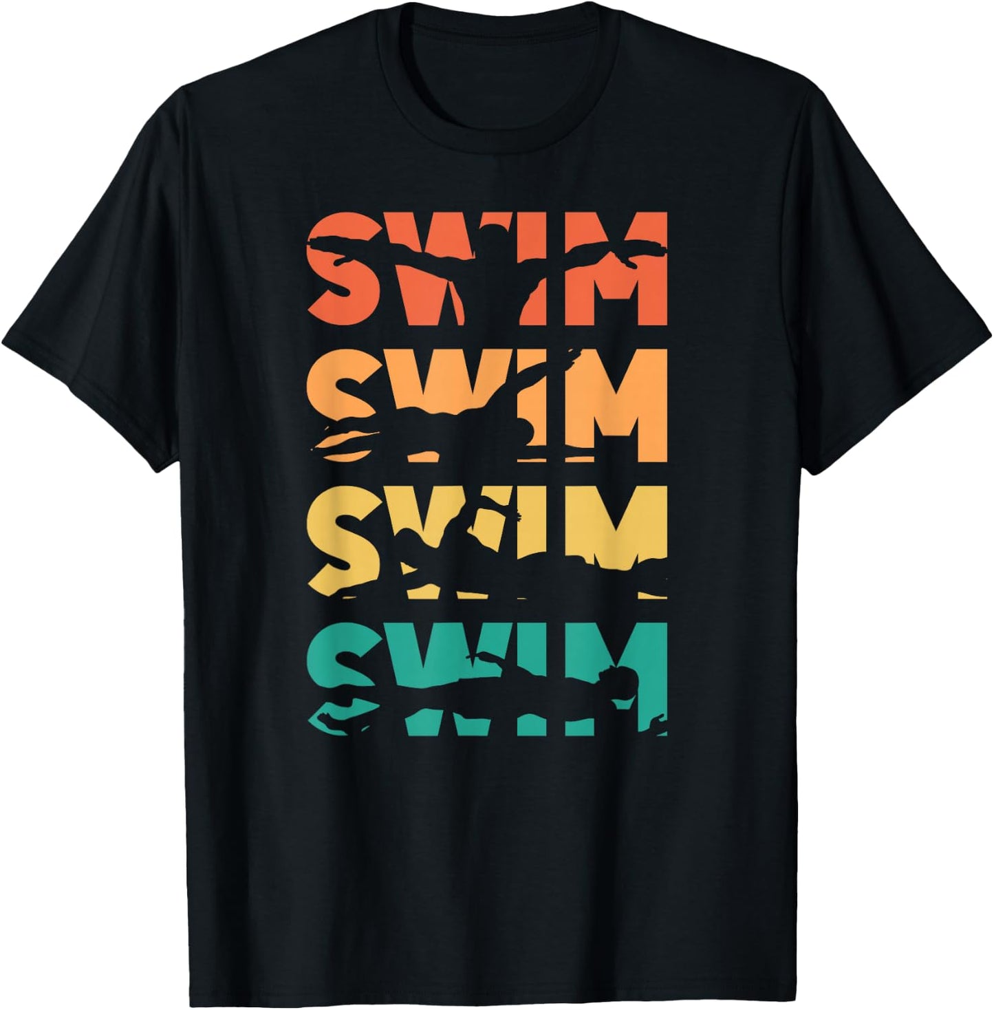 Swimming Swimmer Swim Retro Vintage T-Shirt - T-Shirt | Black
