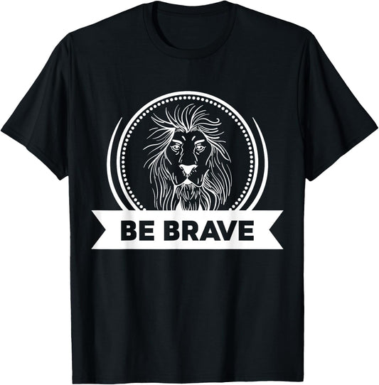 Be Brave White Lion T-Shirt - T-Shirt | Black