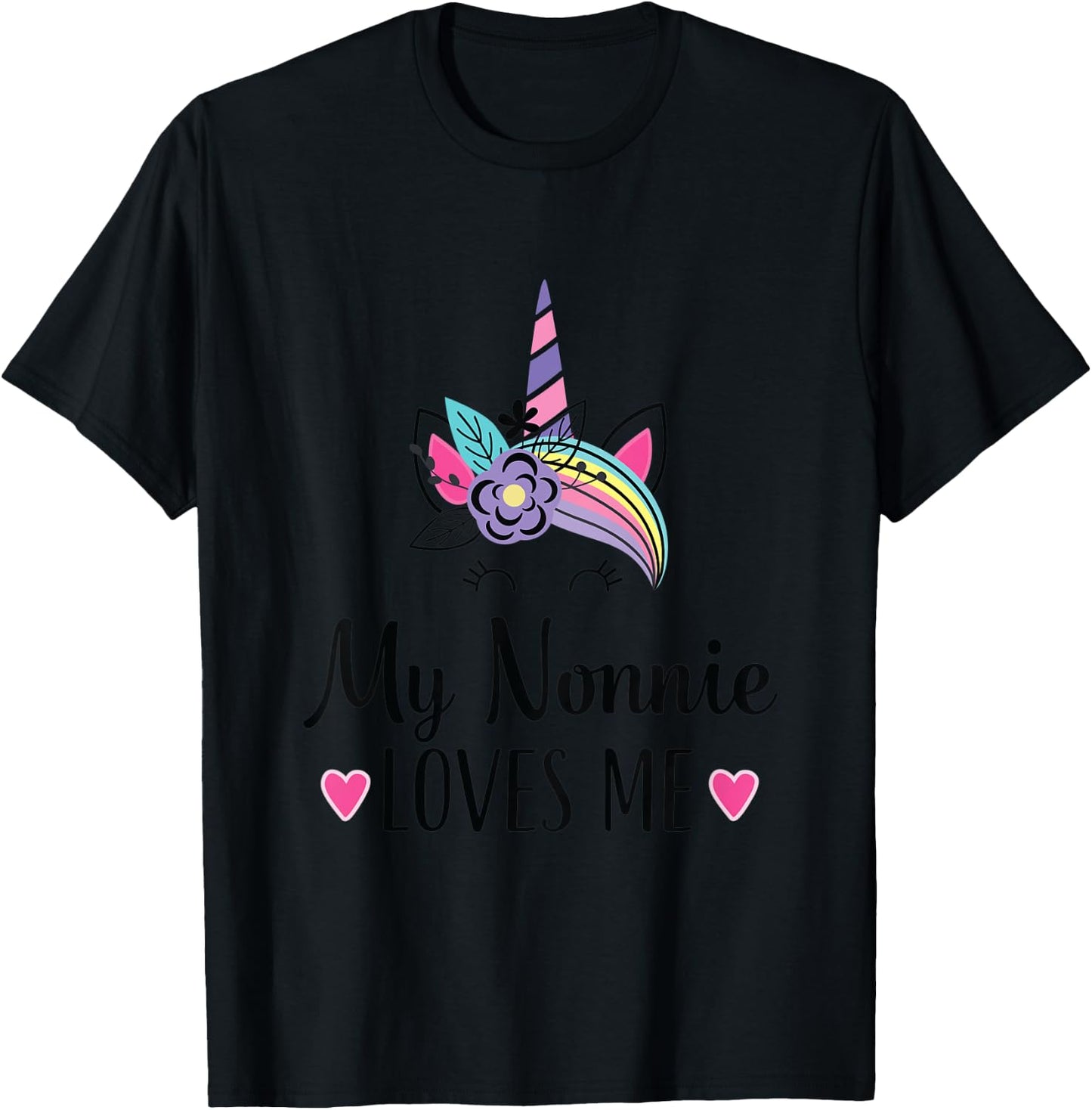 Kids My Nonnie Loves Me Granddaughter Unicorn T-Shirt - T-Shirt | Black
