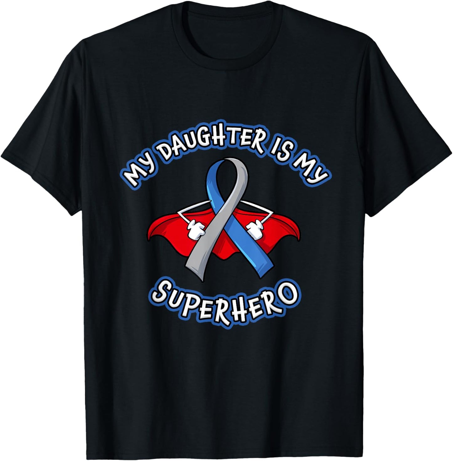 Type 1 Diabetes Daughter Is My Superhero Awareness Mom Dad T-Shirt - T-Shirt | Black