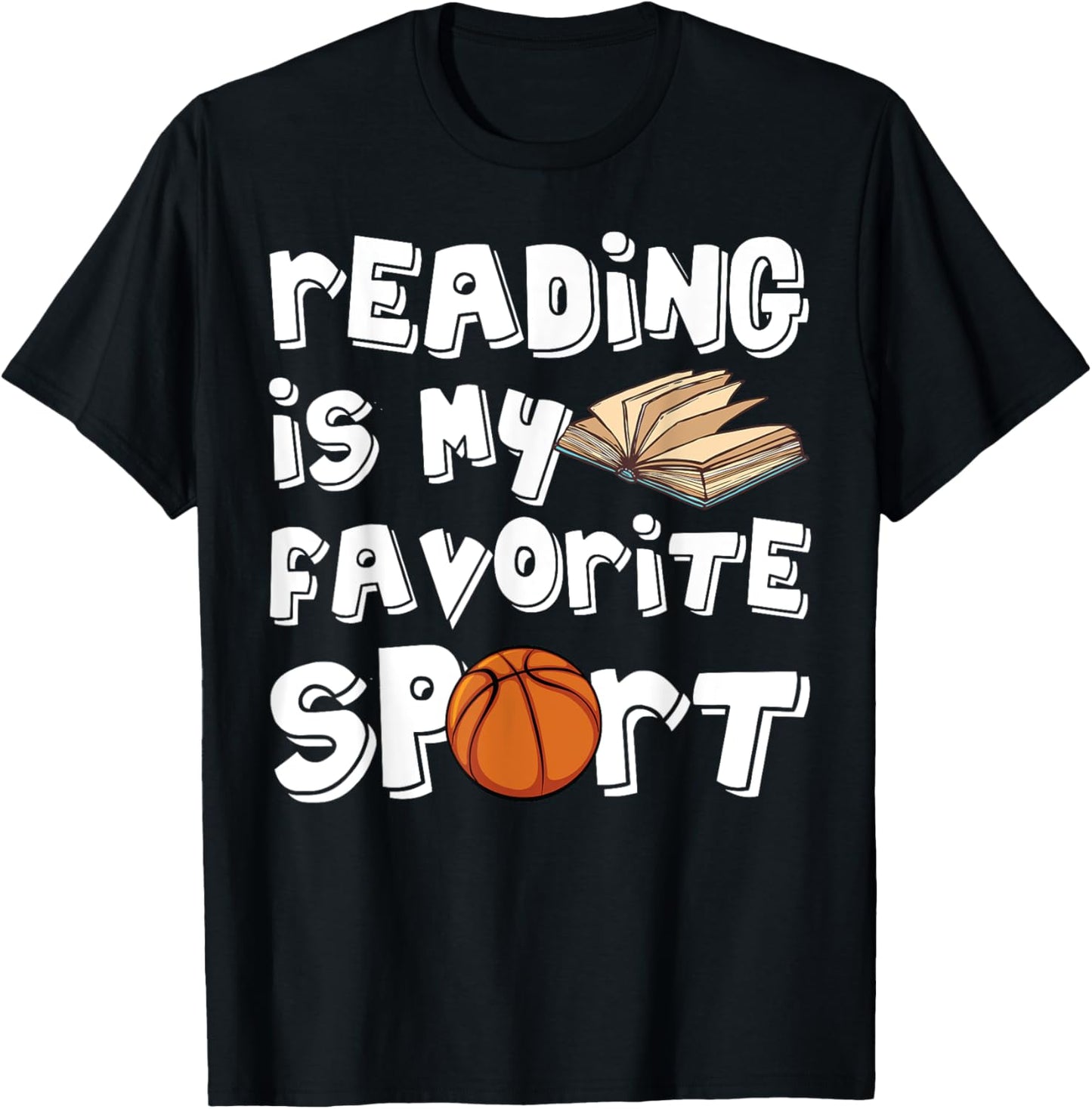 Reading is My Favorite Sport Basketball Player Book Day T-Shirt - T-Shirt | Black
