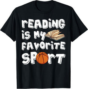 Reading is My Favorite Sport Basketball Player Book Day T-Shirt - T-Shirt | Black