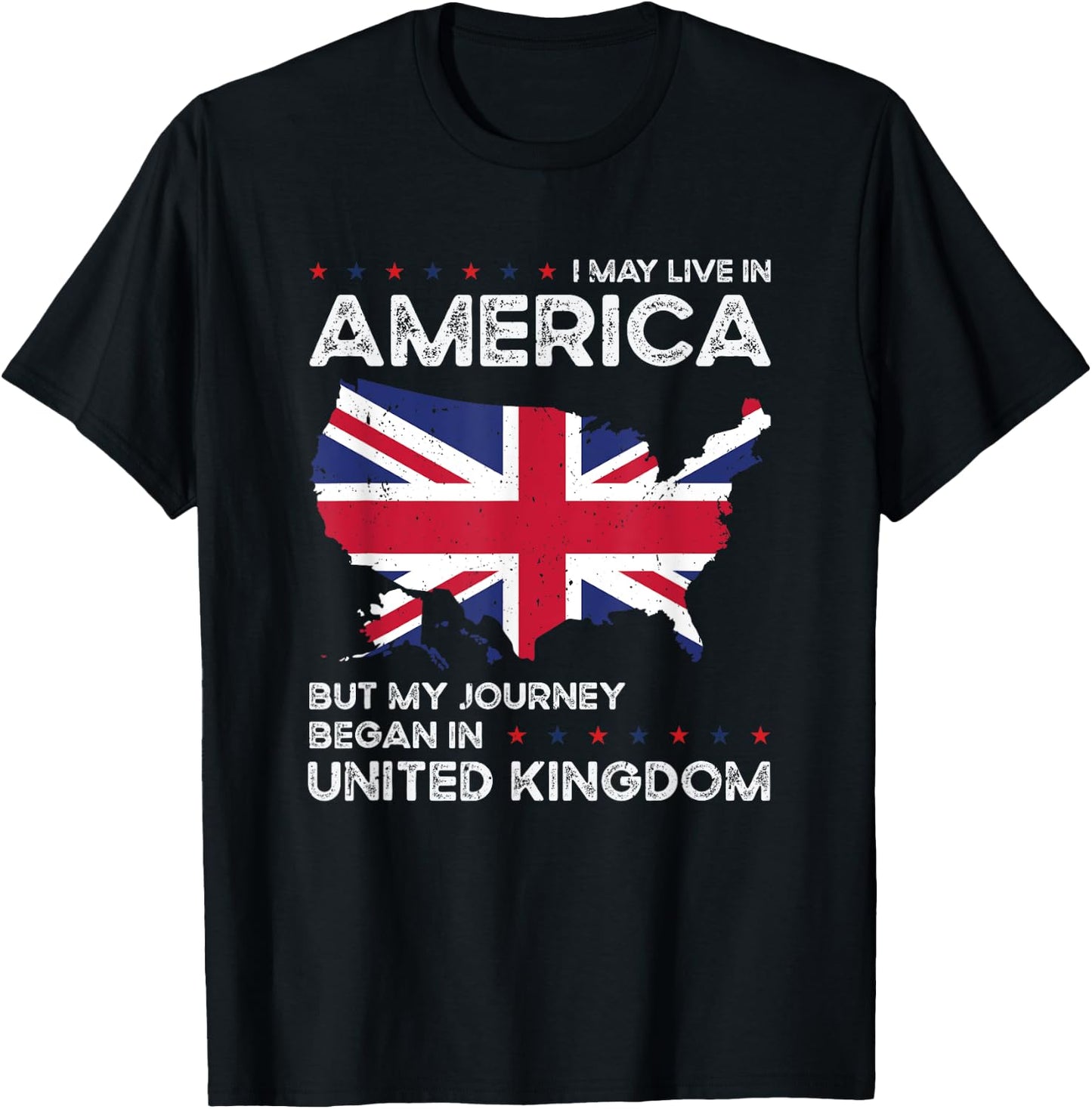 British American Patriot USA Grown United Kingdom UK US Flag T-Shirt - T-Shirt | Black