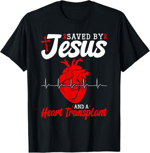 Heart Transplant Saved By Jesus Heart Disease T-Shirt - T-Shirt | Black