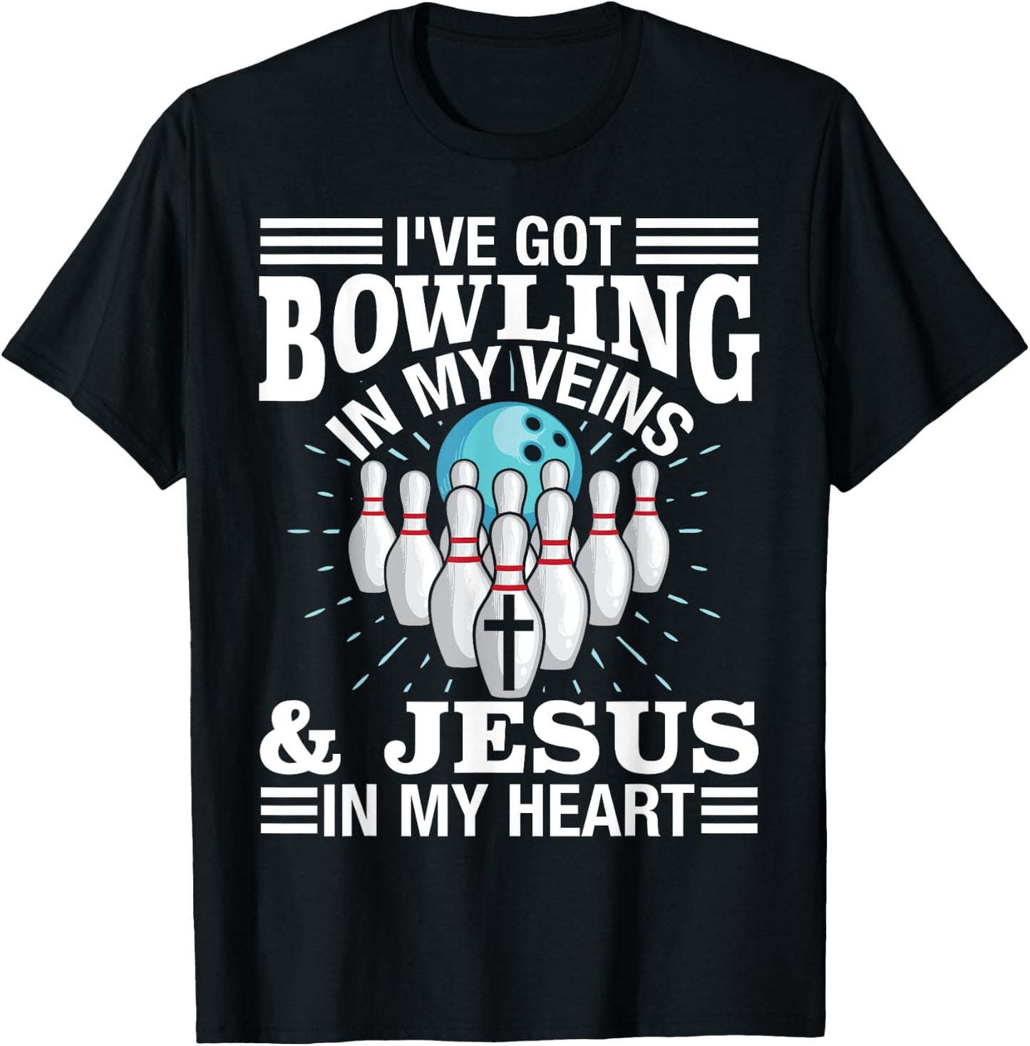 Funny Bowling Gift Women Cute Bowler And Jesus Love T-Shirt - T-Shirt | Black
