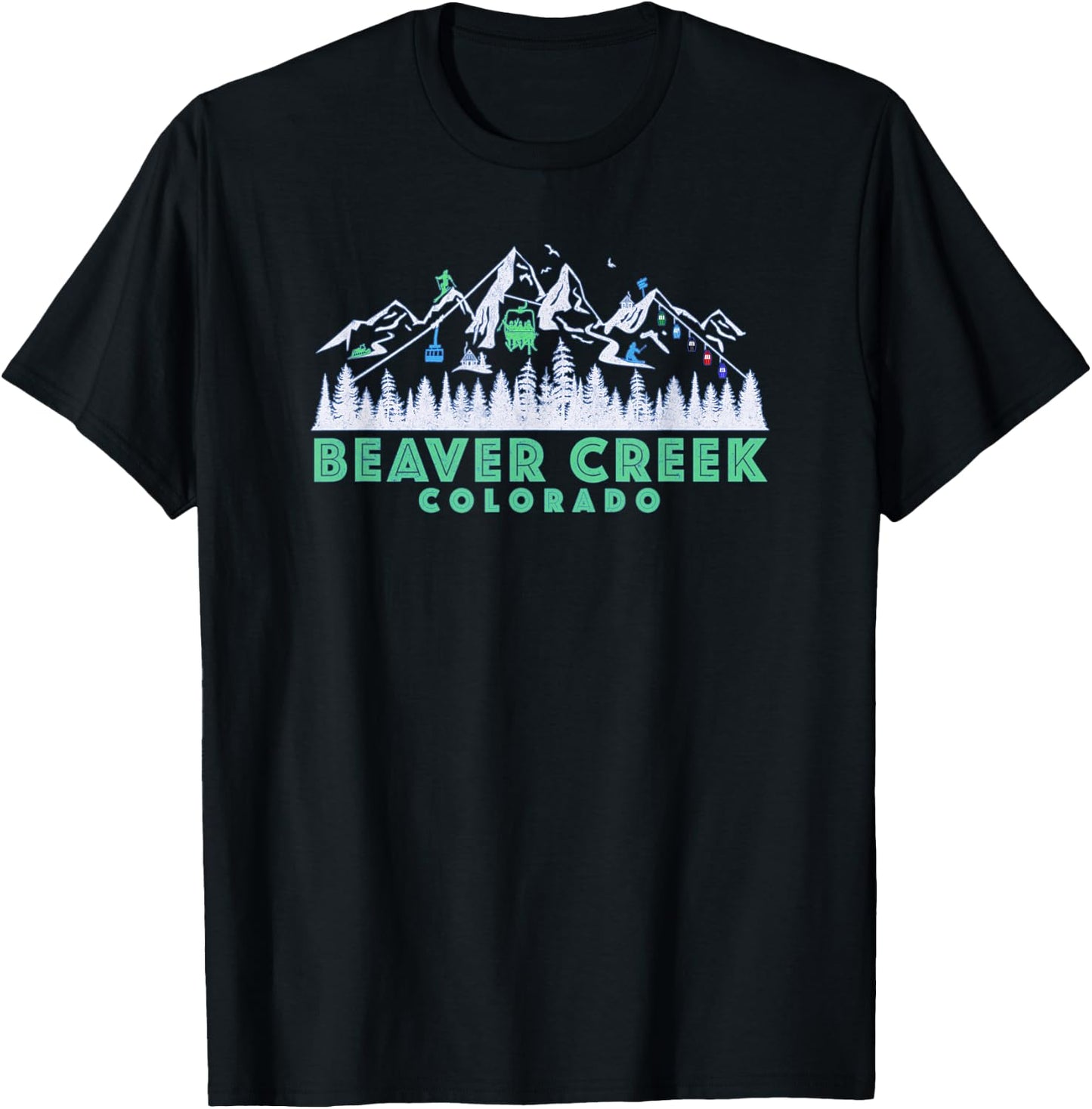 Retro Beaver Creek, CO Illustration - Vintage Snow Ski T-Shirt - T-Shirt | Black
