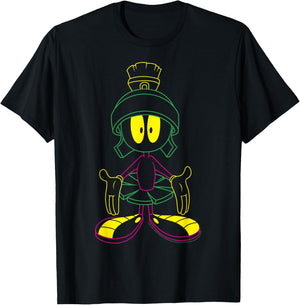 Looney Tunes Marvin The Martian Neon Outline T-Shirt - T-Shirt | Black
