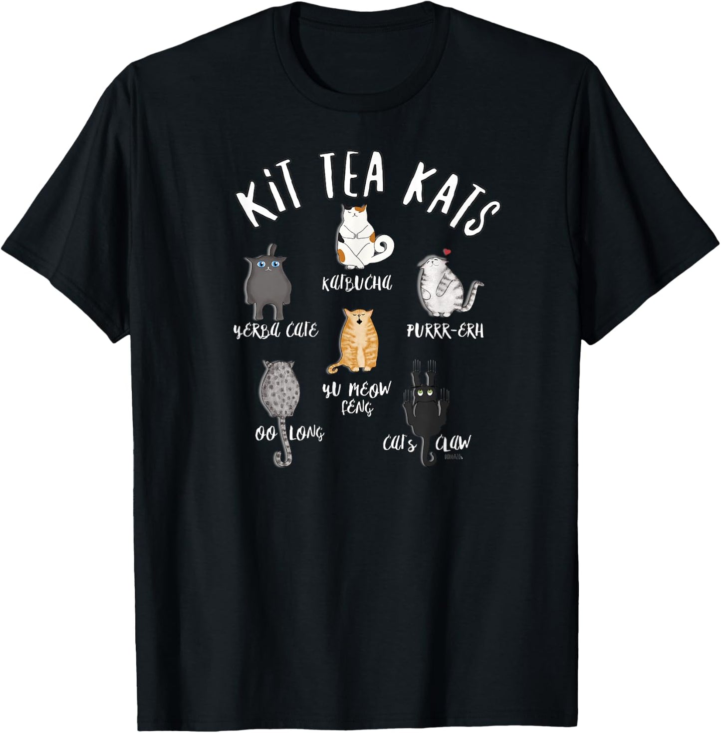 Funny Cute Cats LOVE Tea T- KIT TEA KATS T-Shirt - T-Shirt | Black