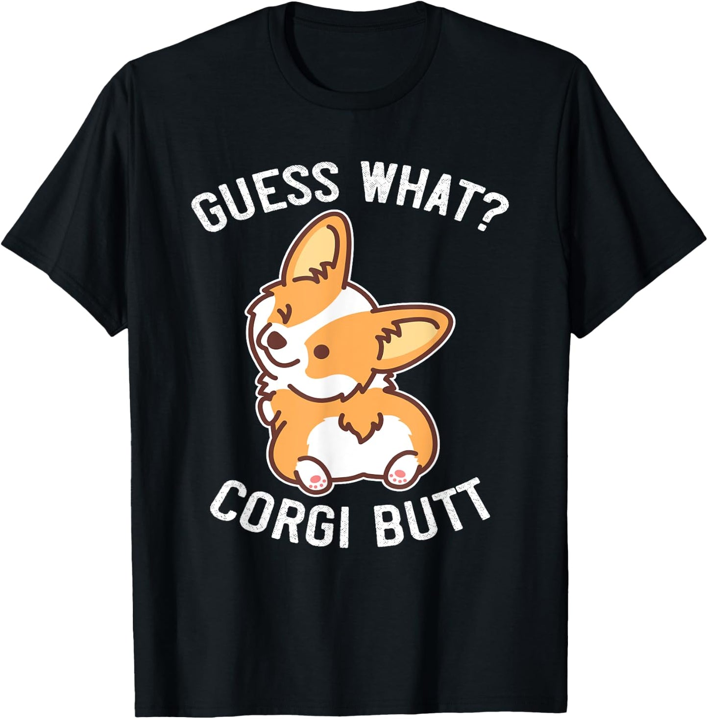 Buncho Gifts Corgi Dog Gift - Adults - Black - Small - Short Sleeve - Funny Corgi Butt & Puppy Saying T-Shirt - T-Shirt | Black