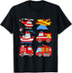 Kids Fire Engines Boys Toddlers Firefighter Boat Plane Helicopter T-Shirt - T-Shirt | Black