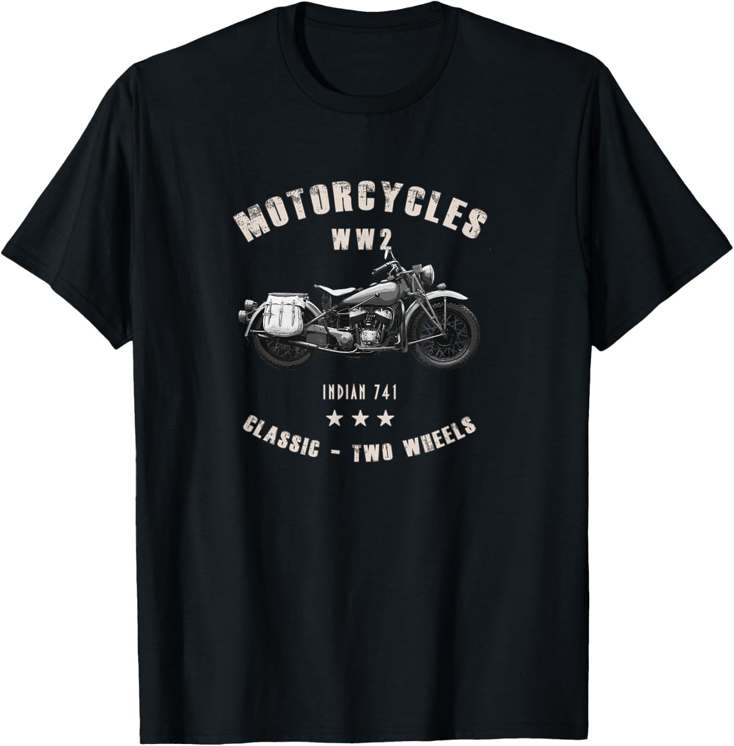 Indian 741 Classic Motorcycle WW2 T-Shirt - T-Shirt | Black