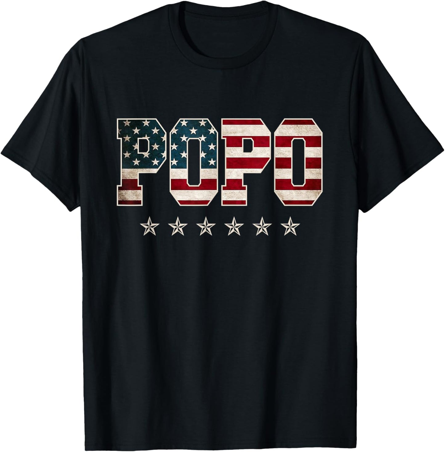 Popo Gift Father's Day American Flag 4th of July T-Shirt - T-Shirt | Black