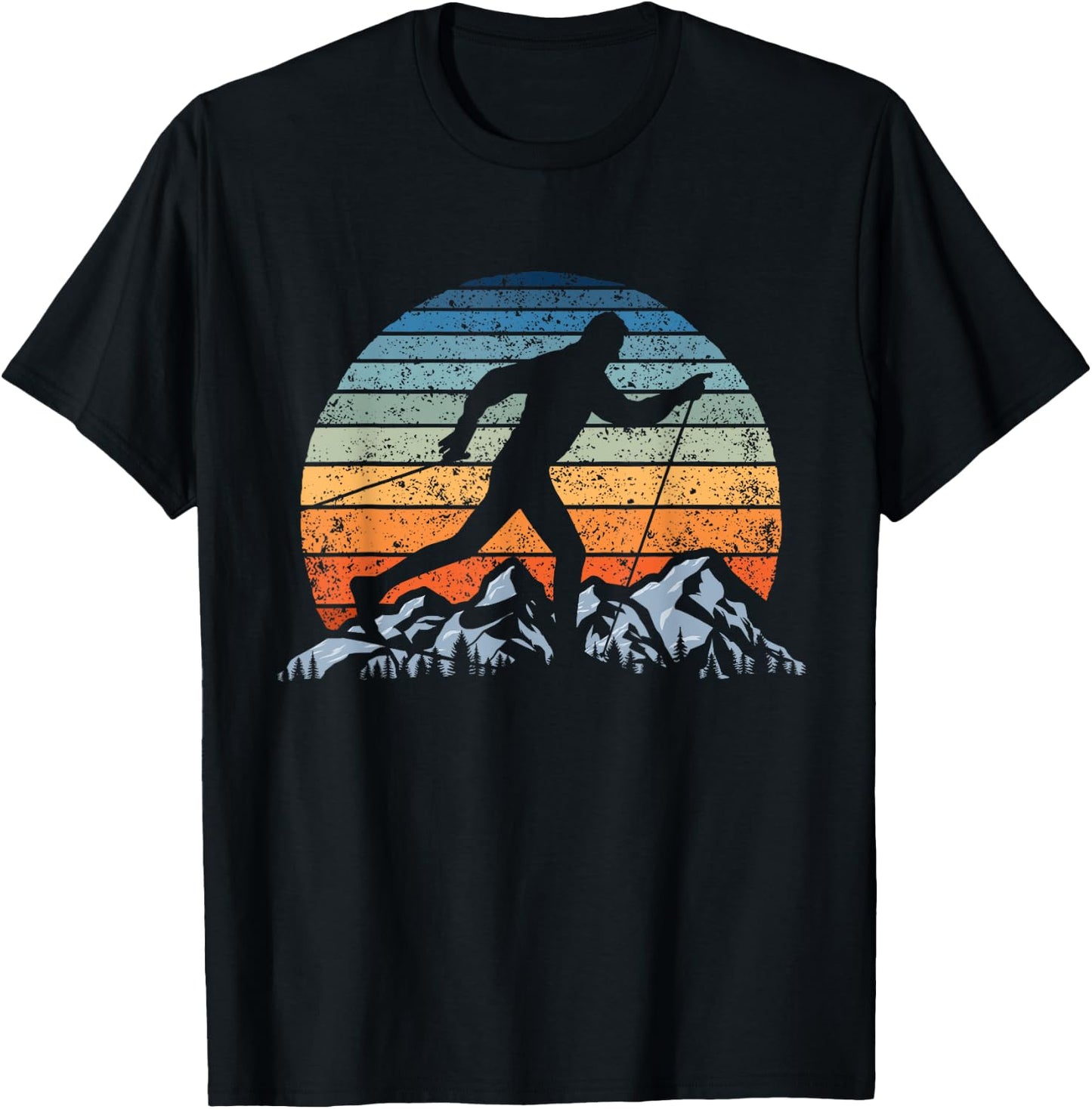 Winter Sports Vintage Sunset Cross-Country Skiing T-Shirt - T-Shirt | Black