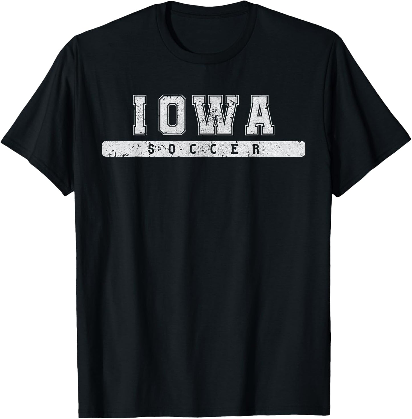 Iowa Soccer White Vintage Text T-Shirt - T-Shirt | Black