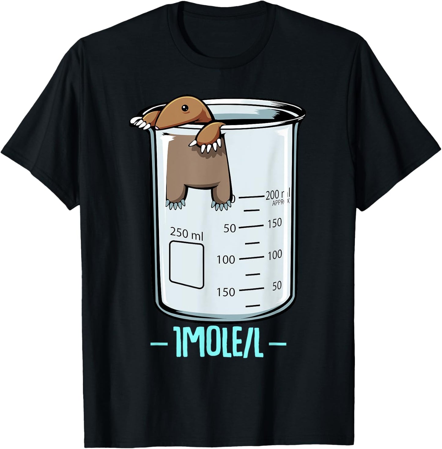 Funny Cute One Mole Per Litre Chemistry Avogadro's Day T-Shirt - T-Shirt | Black