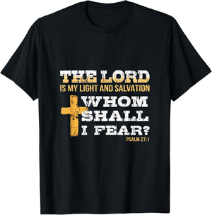Bible Psalm 27:1 Religious Items Patriotic Christian Cross T-Shirt - T-Shirt | Black