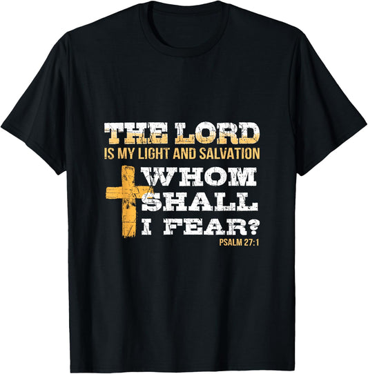 Bible Psalm 27:1 Religious Items Patriotic Christian Cross T-Shirt - T-Shirt | Black