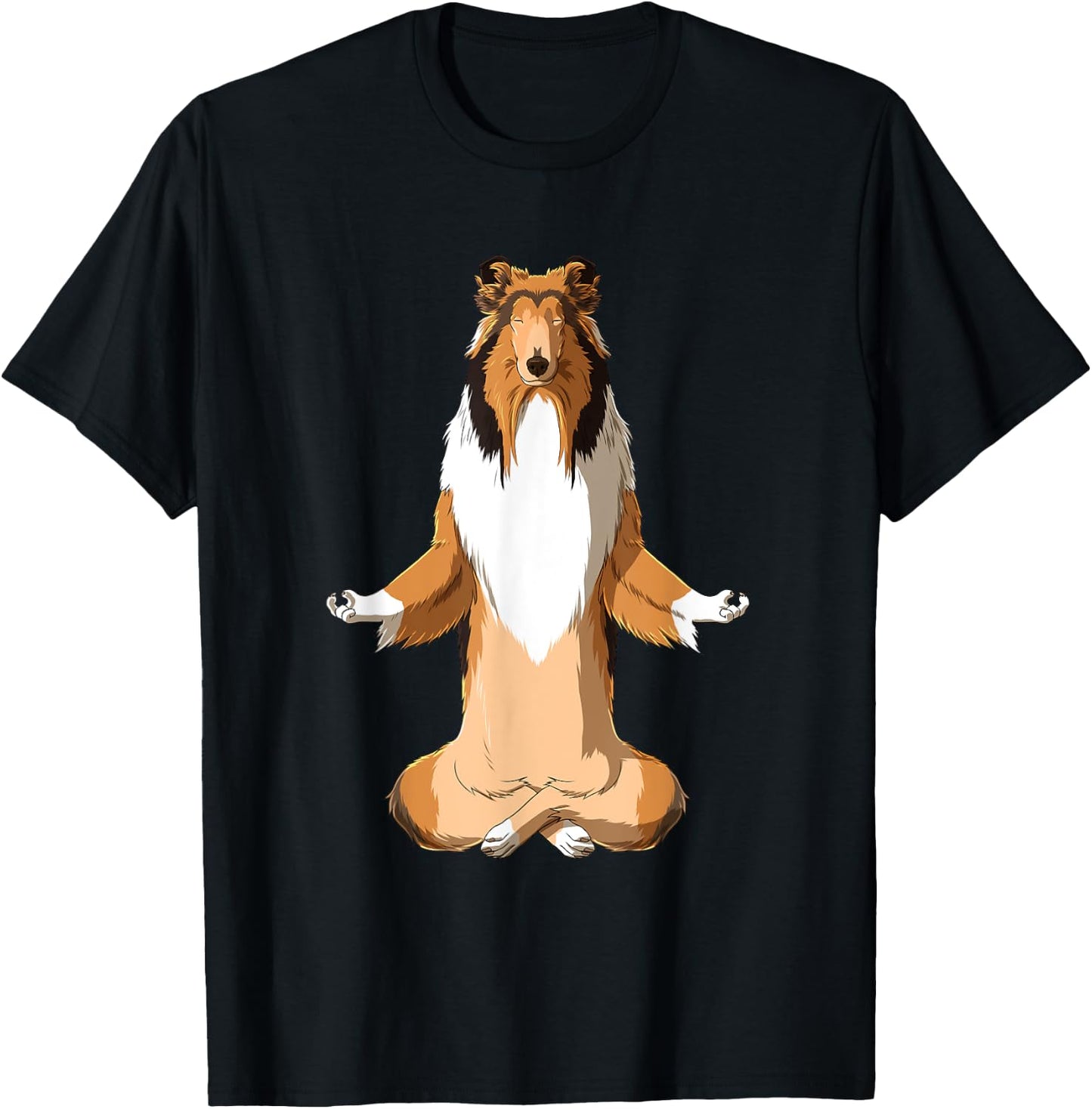 Yoga Collie Dog Long Hair Collie Men Women Girls Kids T-Shirt - T-Shirt | Black
