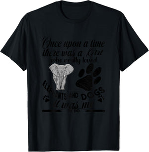Once Upon A Time There Was A Girl Who Loved Elephant & Dog T-Shirt - T-Shirt | Black