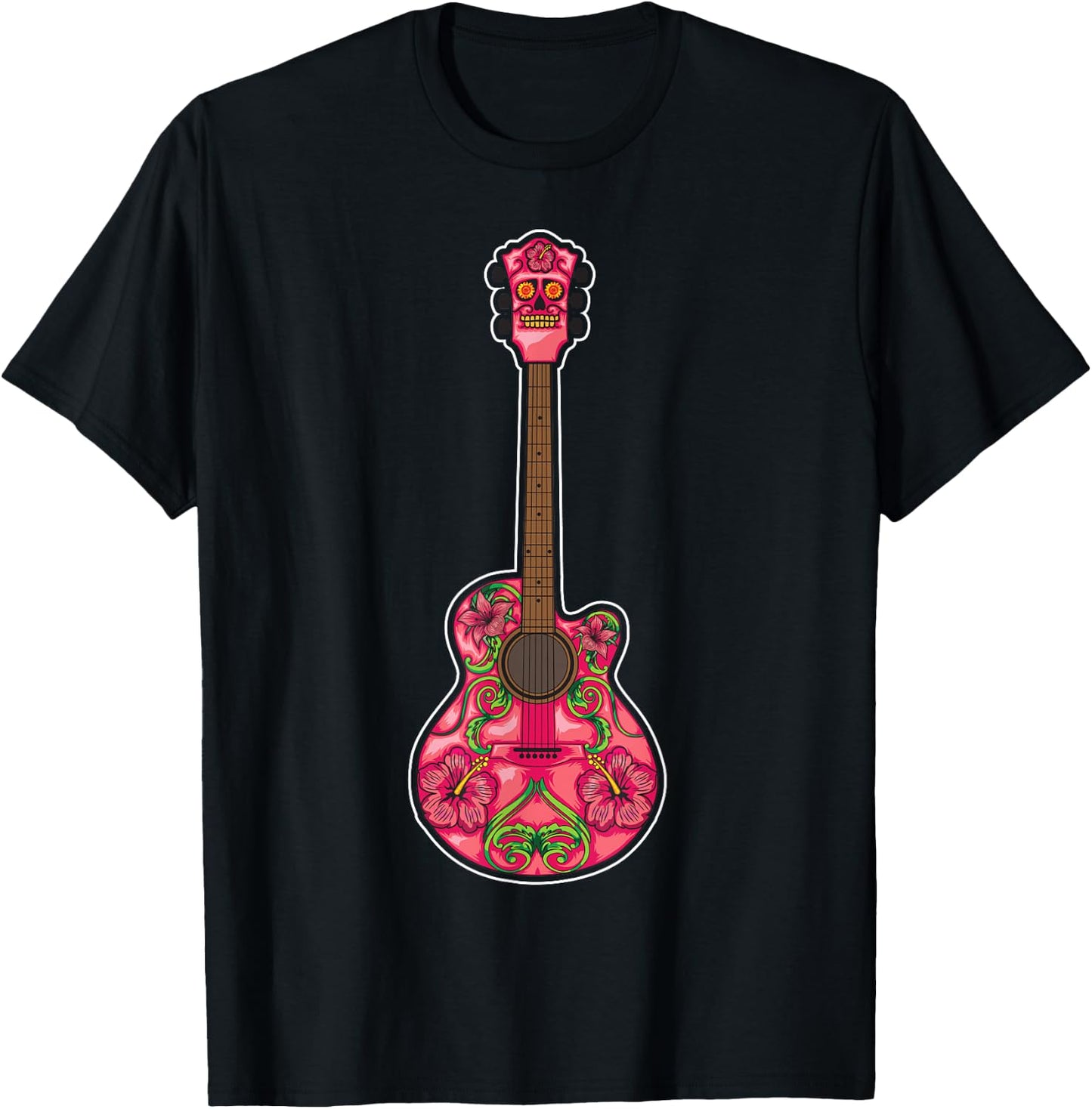Guitar Sugar Skull Decoration | Guitarists Funny Music Gift T-Shirt - T-Shirt | Black