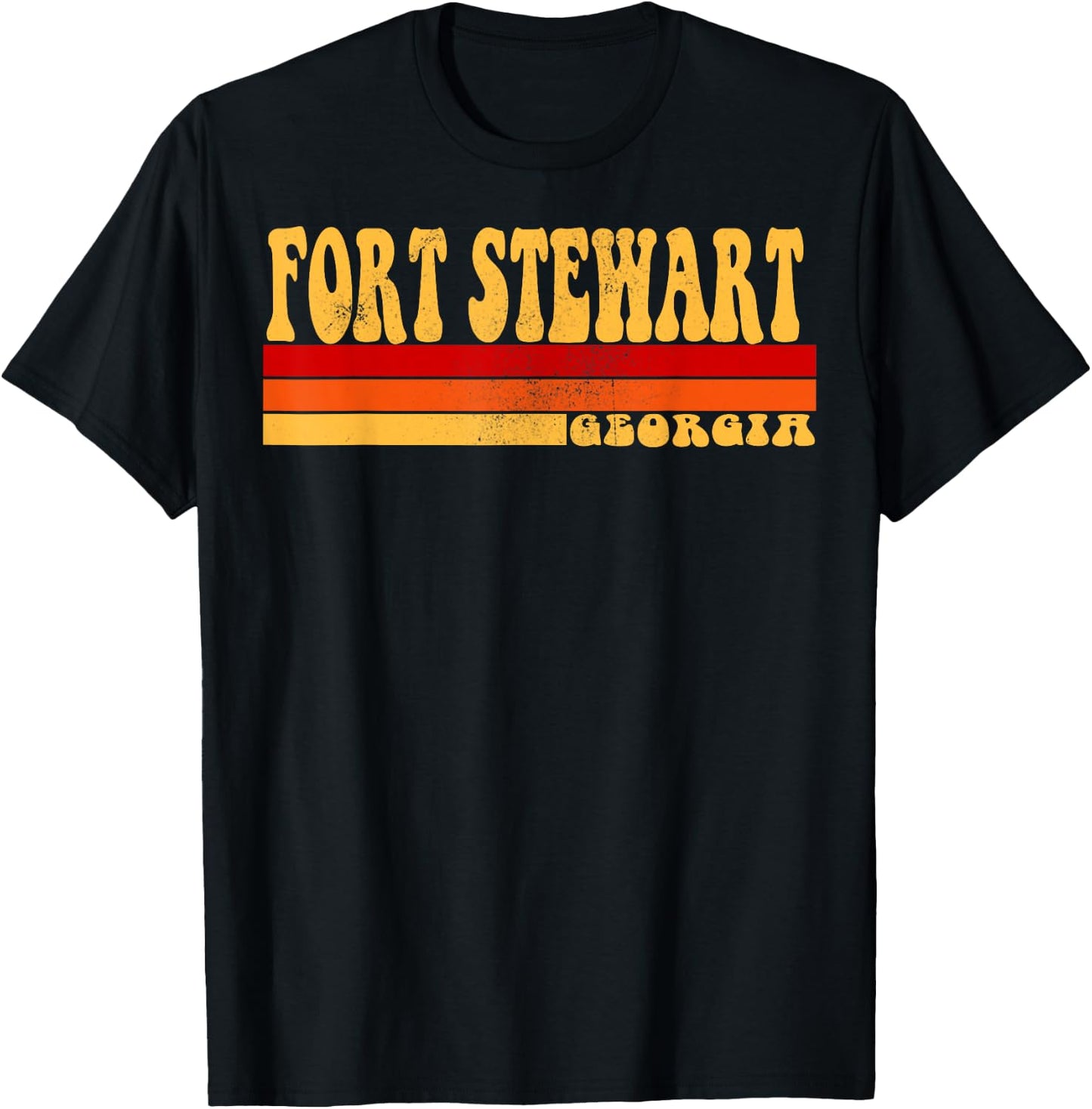 FORT STEWART Georgia City Vintage Roots Retro Design 70s 80s T-Shirt - T-Shirt | Black