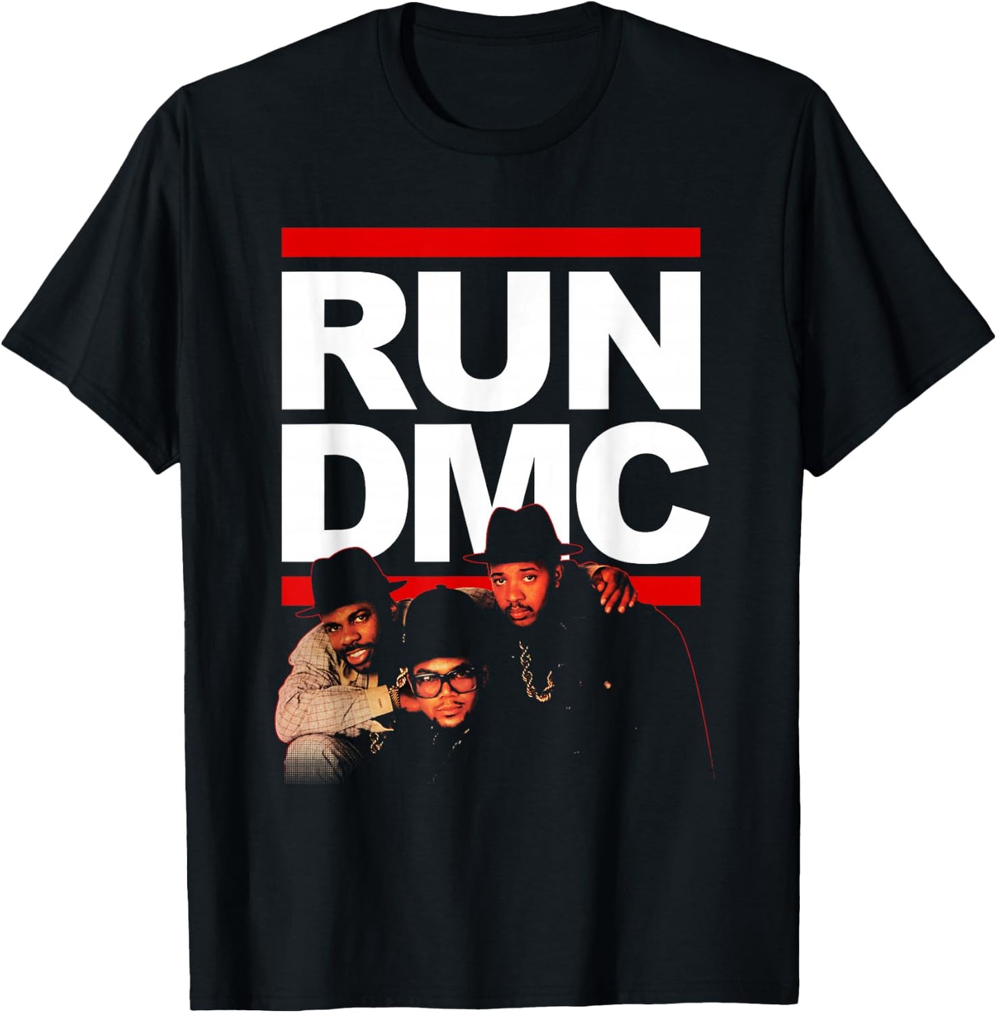 Run DMC Official Red Outline Photo T-Shirt - T-Shirt | Black