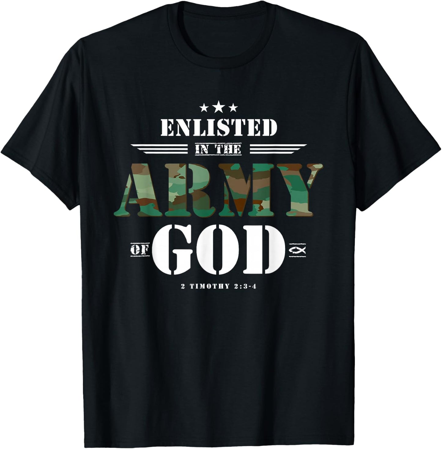 Christian Gifts Religious Bible Verse Scriptures God's Army T-Shirt - T-Shirt | Black