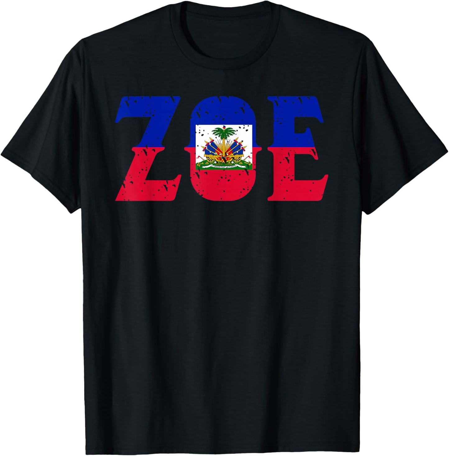 Zoe | Cute Haiti Honored Flag Day Gift T-Shirt - T-Shirt | Black