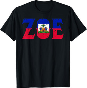 Zoe | Cute Haiti Honored Flag Day Gift T-Shirt - T-Shirt | Black