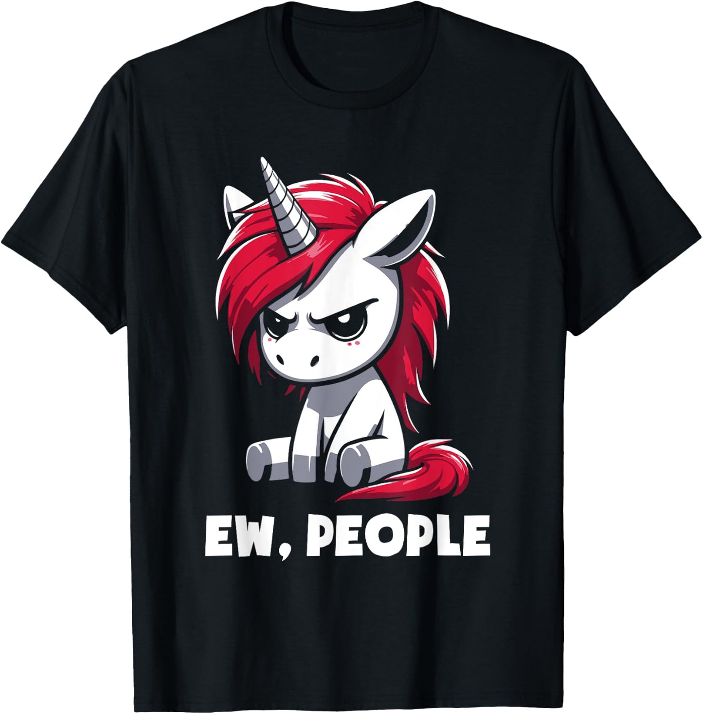 Ew People Unicorn Funny Sarcastic Humor Introvert T-Shirt - T-Shirt | Black