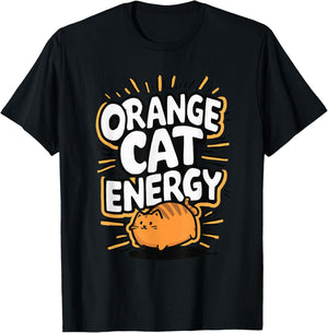 Orange Cat Energy T-Shirt - T-Shirt | Black