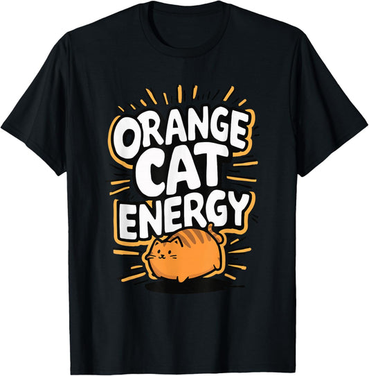 Orange Cat Energy T-Shirt - T-Shirt | Black