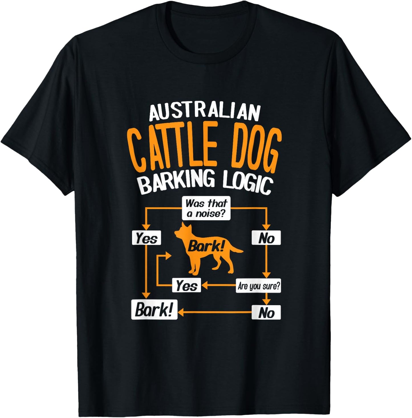 Australian Cattle Dog Barking Logic Funny Dog Lover T-Shirt - T-Shirt | Black