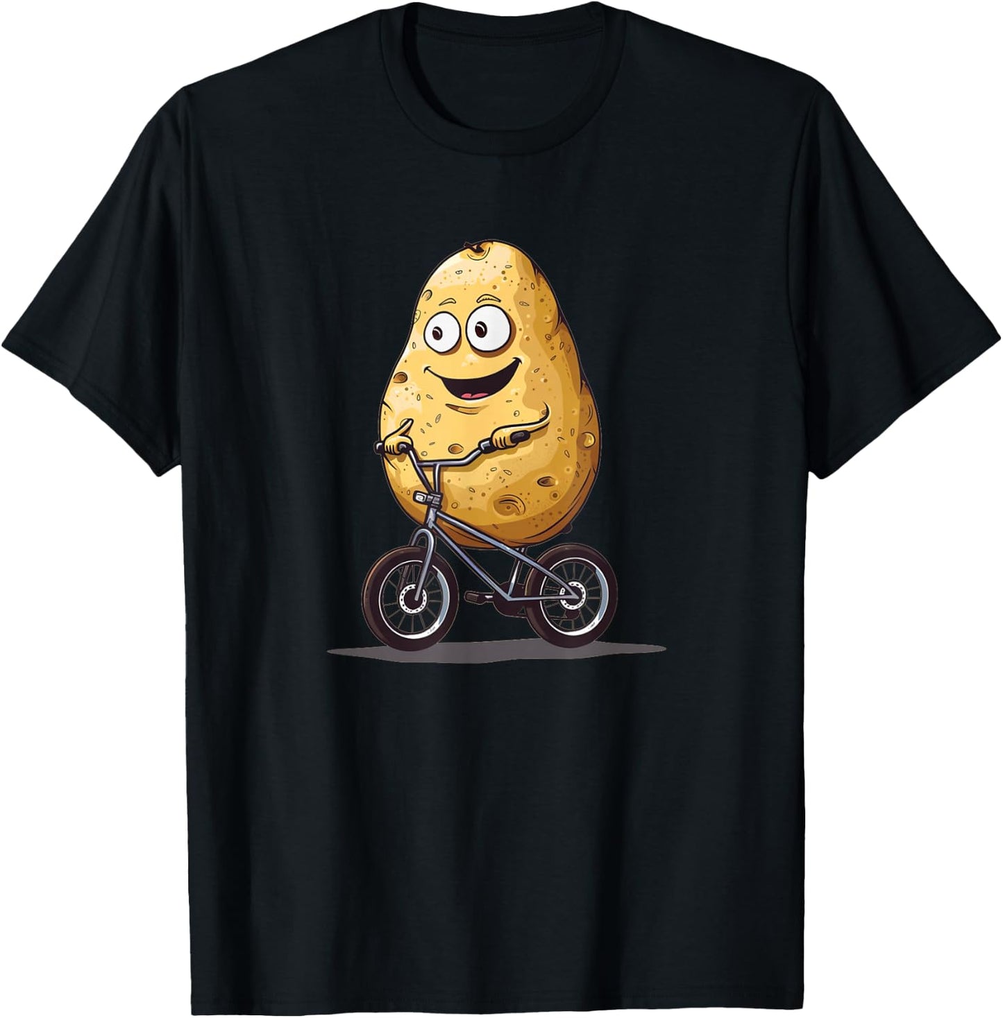 Smiling potato on BMX bike costume for adults and kids T-Shirt - T-Shirt | Black