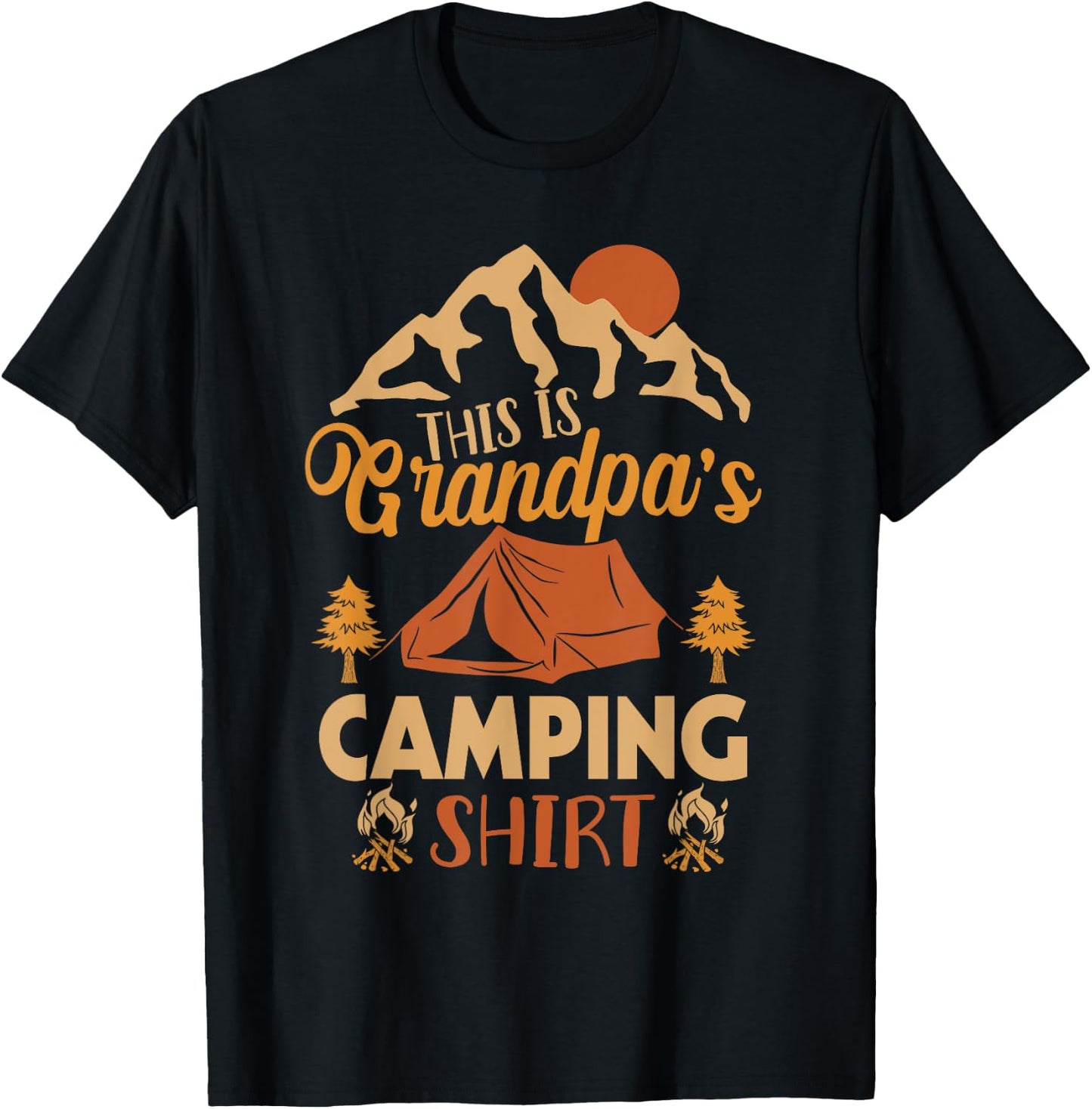 This Is Grandpa's Camping Shirt Funny Camping Hiking T-Shirt - T-Shirt | Black