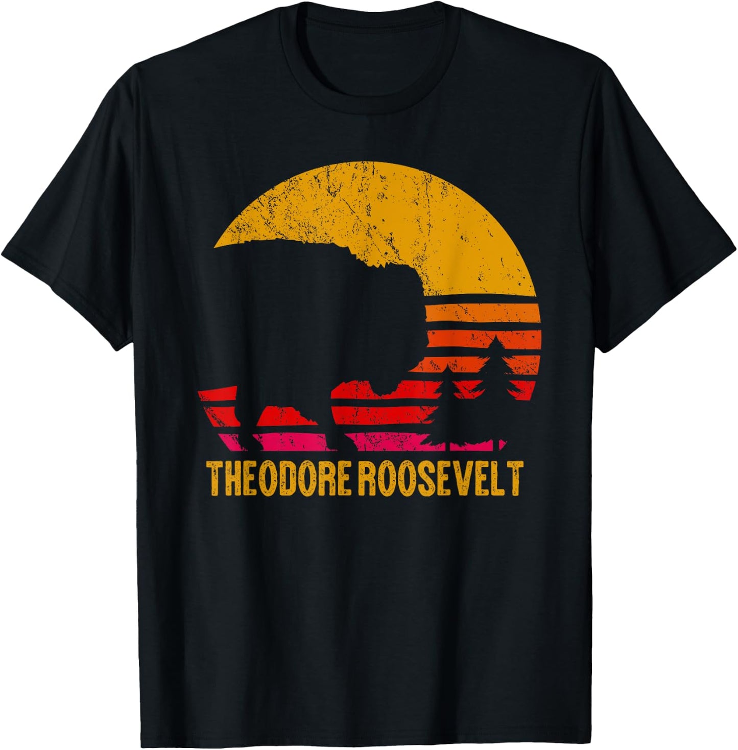 Theodore Roosevelt National Park Vintage Buffalo Bison Gift T-Shirt - T-Shirt | Black