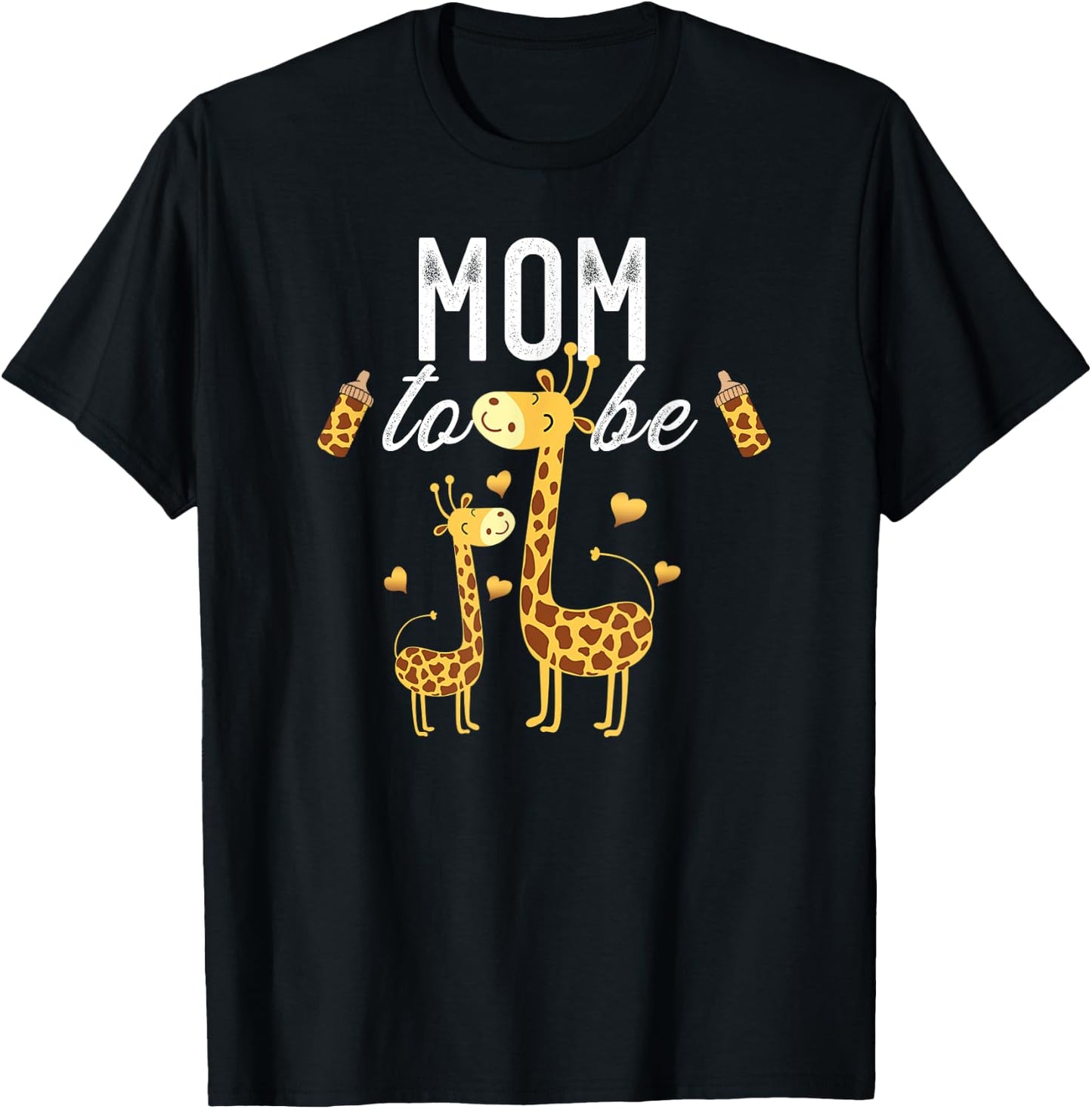 Mom To Be Giraffe Baby Shower Cute T-Shirt - T-Shirt | Black