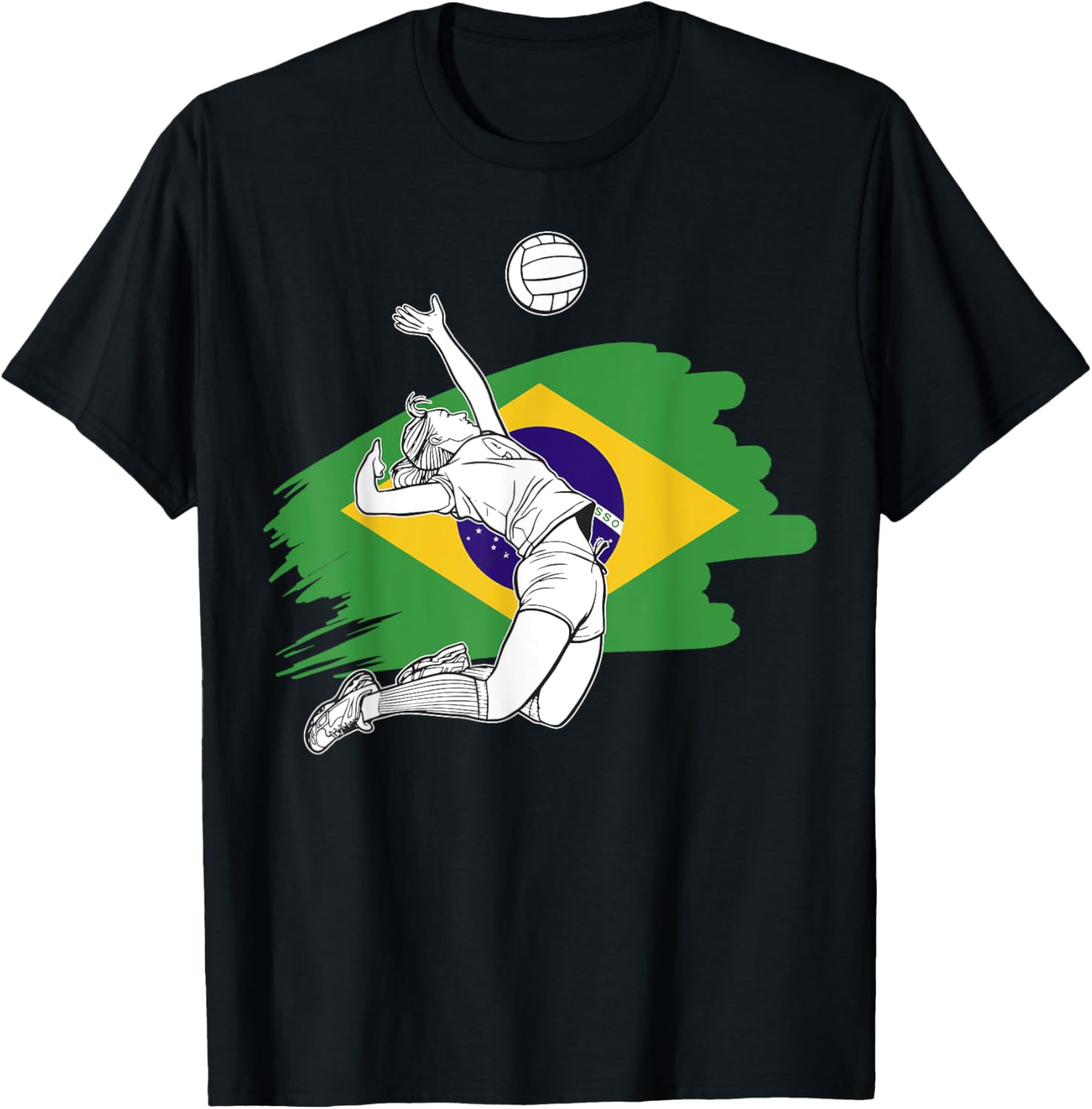 Volleyball player with the flag of Brazil T-Shirt - T-Shirt | Black