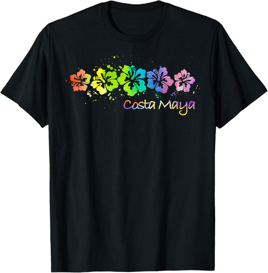 Costa Maya, Mexico Watercolor Beach & Surf T-Shirt - T-Shirt | Black