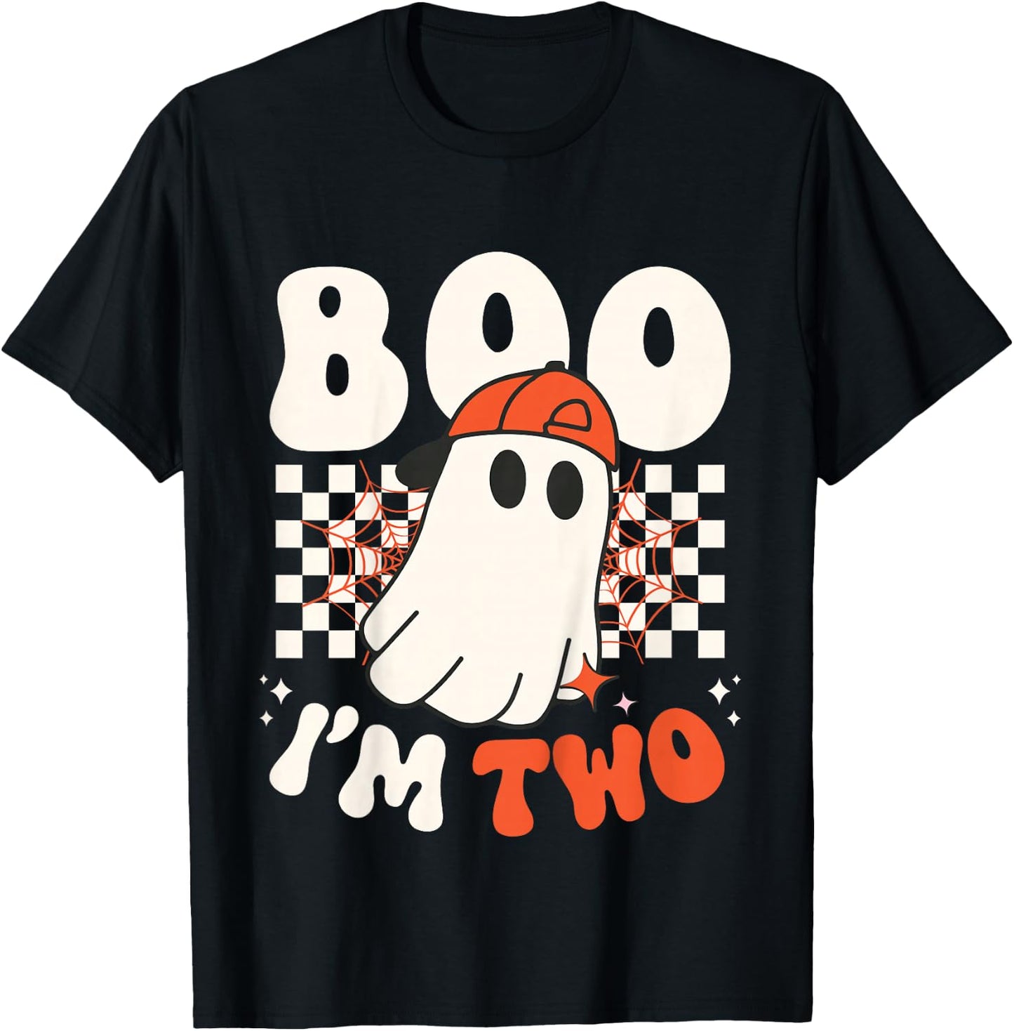 Kids Boo I'm Two Cute Ghost Groovy 2nd Second Birthday Boys Kids T-Shirt - T-Shirt | Black