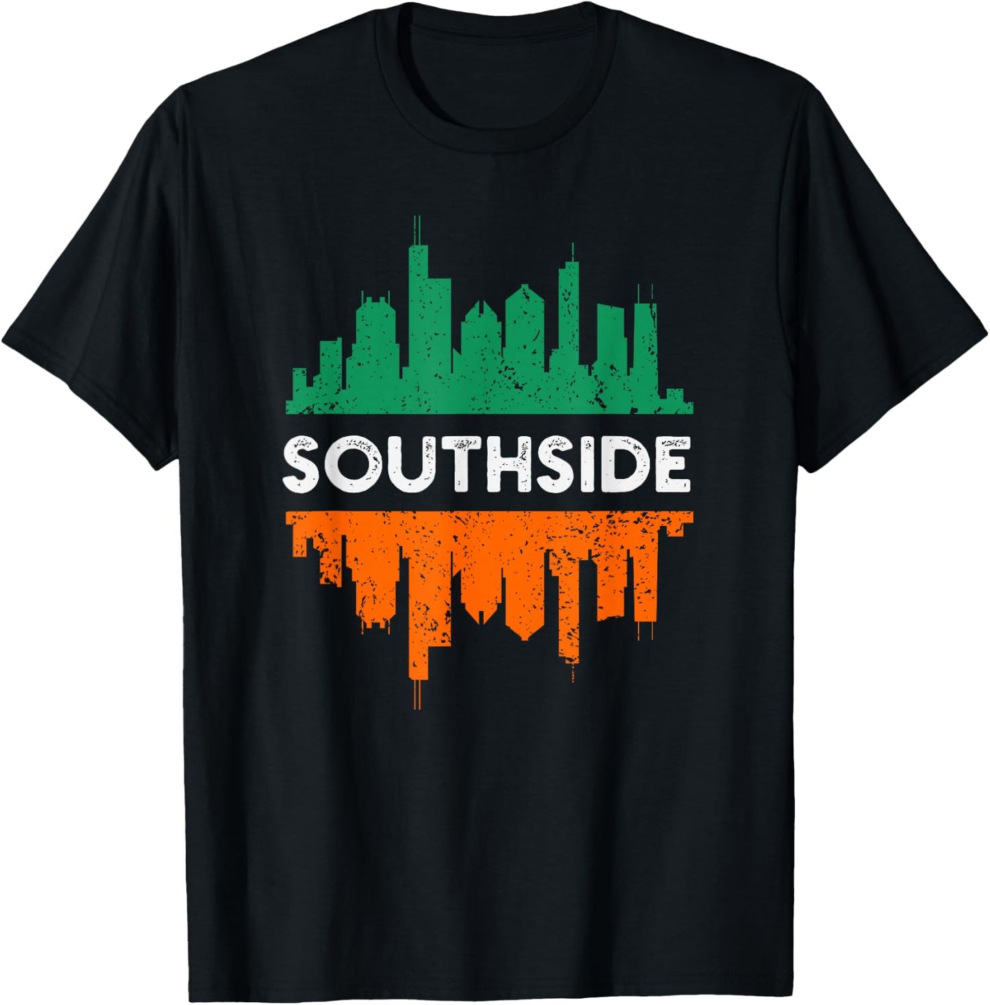 Southside Chicago St Patrick's day parade Irish flag skyline T-Shirt - T-Shirt | Black