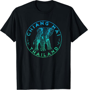 Chiang Mai Thailand Elephant Digital Nomads Asian Travel T-Shirt - T-Shirt | Black