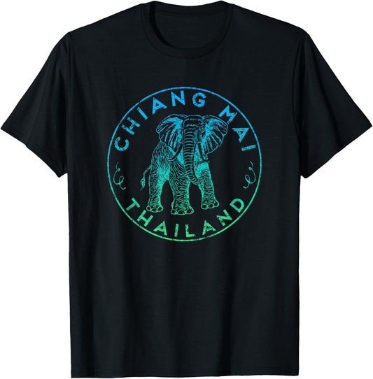 Chiang Mai Thailand Elephant Digital Nomads Asian Travel T-Shirt - T-Shirt | Black