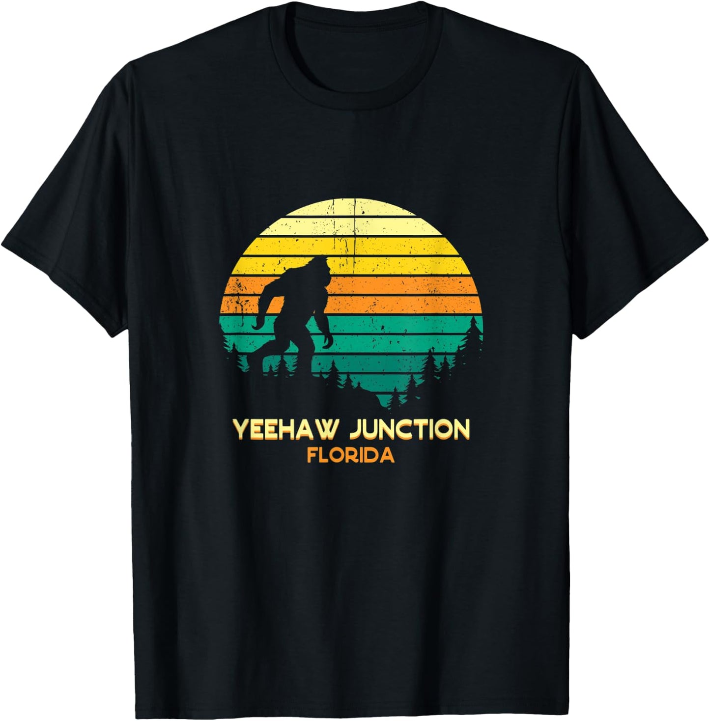 Retro Bayou Yeehaw Junction, Florida Bigfoot Souvenir T-Shirt - T-Shirt | Black