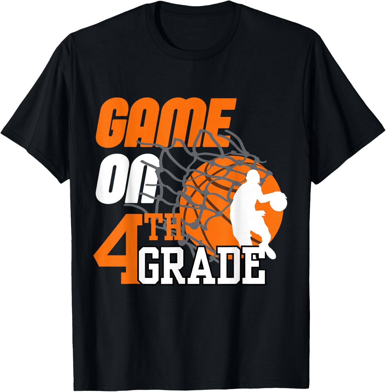 Boys Game On 4th Grade Basketball Back To School Teacher Kid T-Shirt - T-Shirt | Black