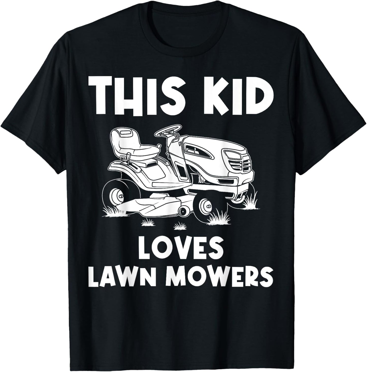 Funny Lawn Mowing Gift Kids Lawn Mower Farm Gardening T-Shirt - T-Shirt | Black
