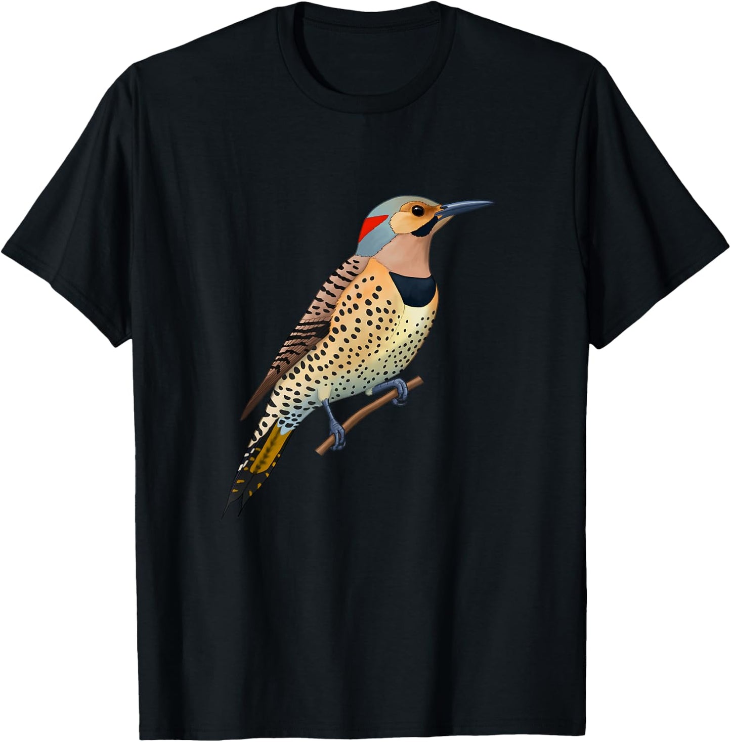 Yellow Shafted Northern Flicker Woodpecker Bird Lover Gift T-Shirt - T-Shirt | Black
