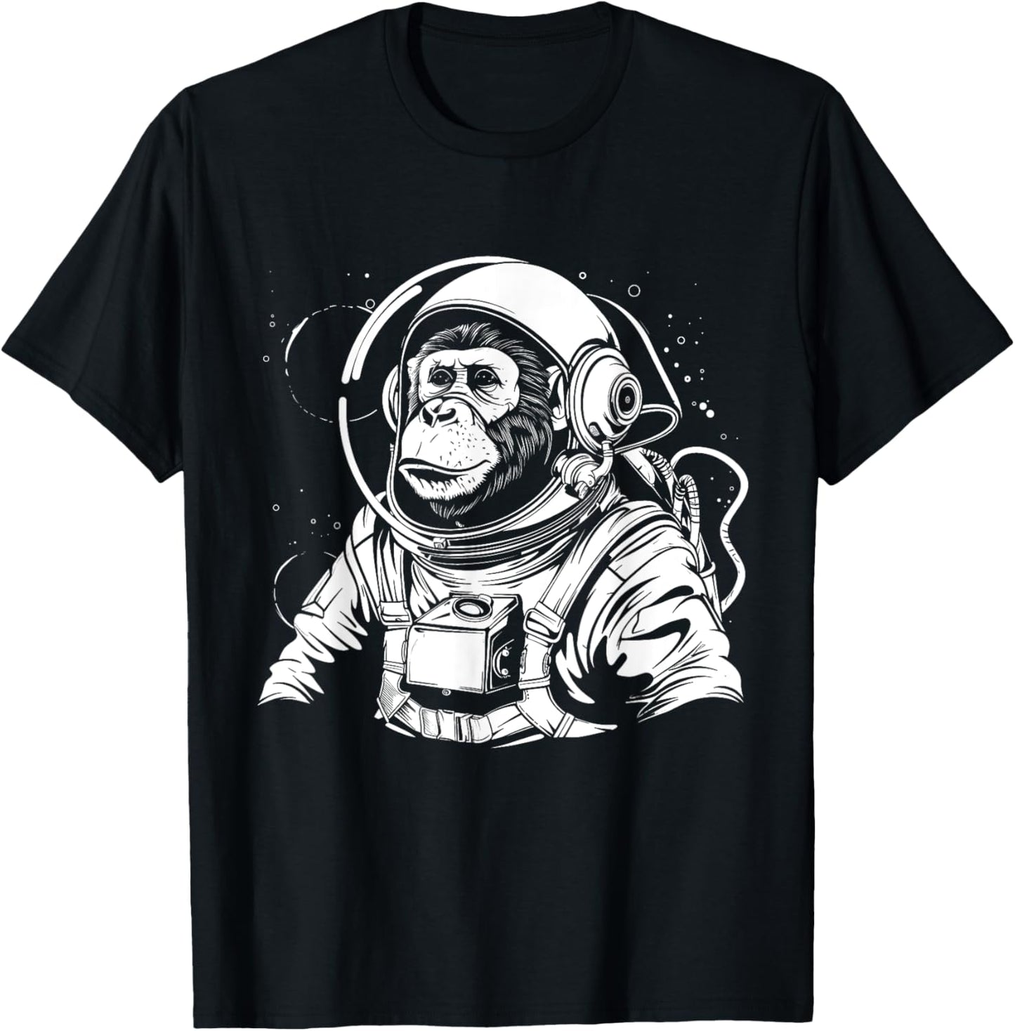 Astronaut Monkey Chimpanzee Chimp In Space Suit Funny T-Shirt - T-Shirt | Black